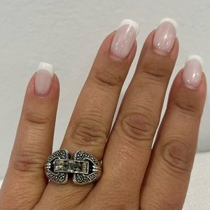 VINTAGE Judith Jack Art Deco Knot Design Marcasite & Silver Ring Band 7
